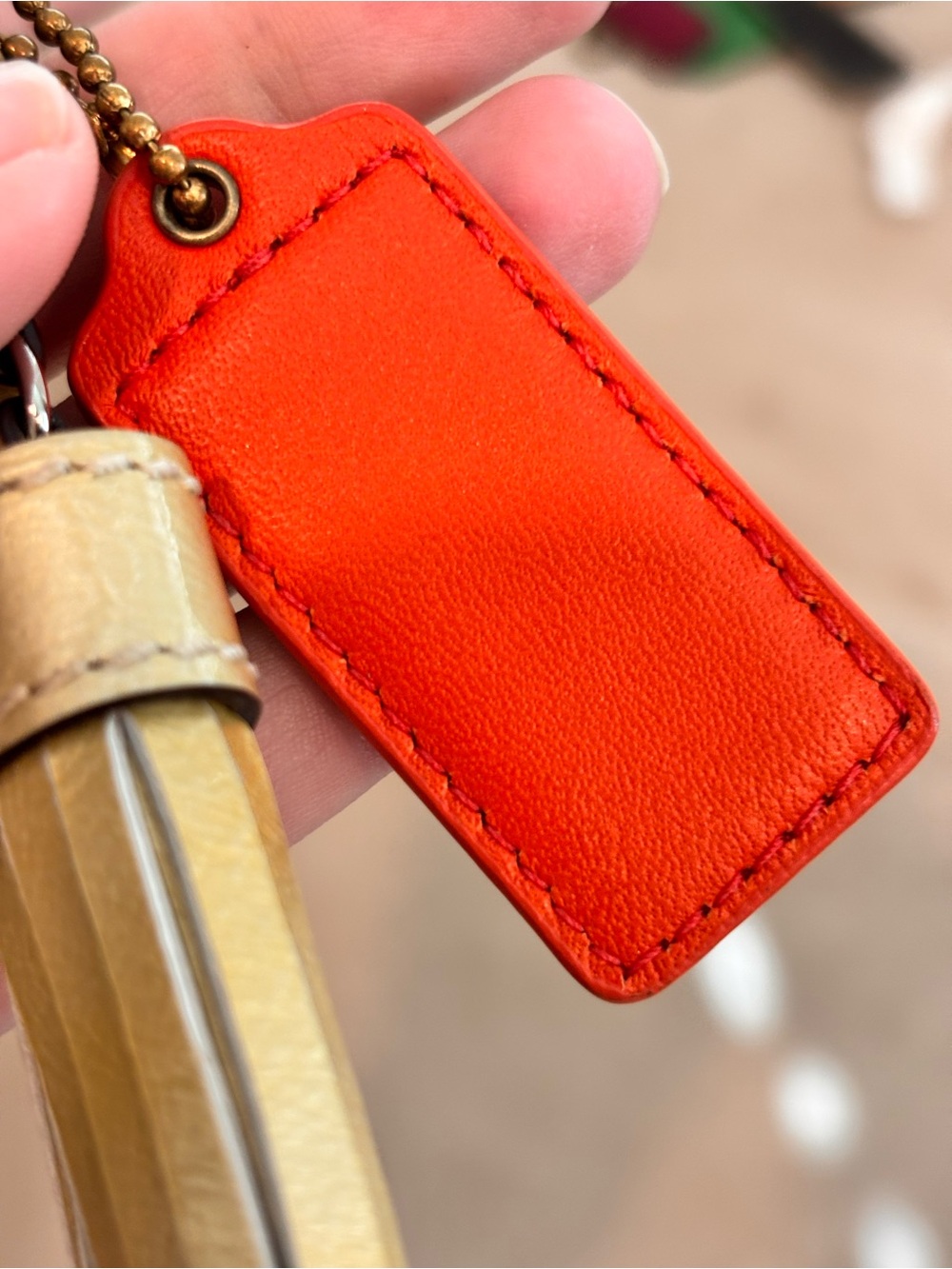 COACH Legacy Leather Tassels & Orange Hangtag Keychain Bag Charm - Picture 8 of 9